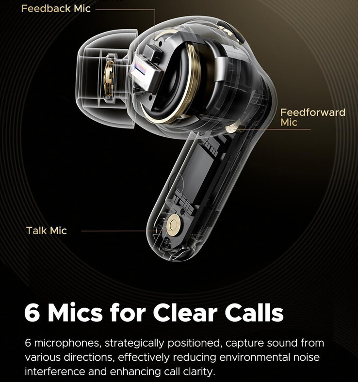 Configurazione del microfono degli auricolari wireless (Fonte: Soundpeats)