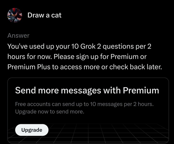 Il livello gratuito di Grok le consente di porre 10 domande ogni 2 ore. (Fonte immagine: Piattaforma X)