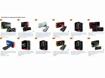 Le GPU più vendute di Amazon US (Fonte immagine: Screenshot, Amazon US)