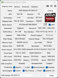 GPU-Z (Gigabyte RX 9070 XT)