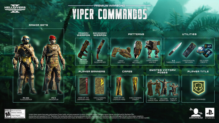 Helldivers 2 The Viper Commandos Warbond (immagine via Arrowhead)
