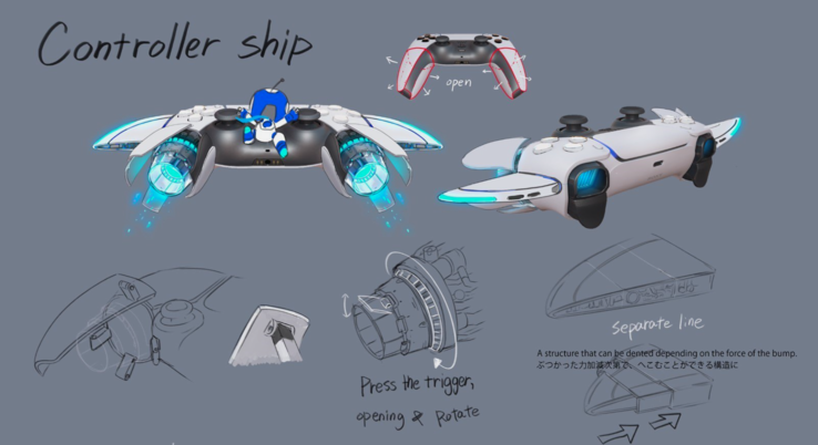 Una prima concept art del design del 'Dual-Speeder' di Astro Bot. (Fonte: PlayStation Blog)